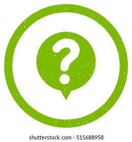 Status Query rubber seal stamp watermark. Icon symbol inside circle frame with grunge design and corrosion texture. Scratched vector eco green ink emblem on a white background.