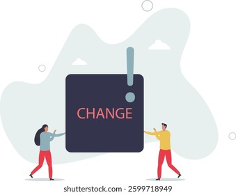 Status quo bias, fear or refuse to change, comfort zone or conservative thinking, afraid of changing risk or resist to make decision concept.flat character life .