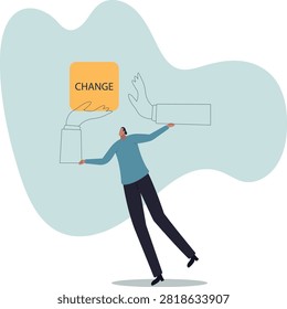 Status quo bias, fear or refuse to change, human life and situation.vector illustration.