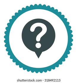 Status round stamp icon. This flat vector symbol is drawn with soft blue colors on a white background.
