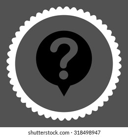 Status round stamp icon. This flat vector symbol is drawn with black and white colors on a gray background.