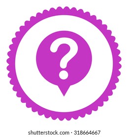 Status round stamp icon. This flat vector symbol is drawn with violet color on a white background.