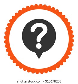 Status round stamp icon. This flat vector symbol is drawn with orange and gray colors on a white background.