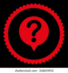 Status round stamp icon. This flat vector symbol is drawn with red color on a black background.