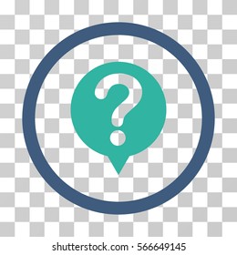 Status rounded icon. Vector illustration style is flat iconic bicolor symbol inside a circle, cobalt and cyan colors, transparent background. Designed for web and software interfaces.