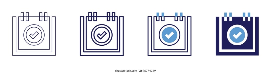 Icono de éxito de Estado en 4 estilos diferentes. Línea delgada, línea, línea en negrita, duotono. Estilo duotono. Trazo editable.
