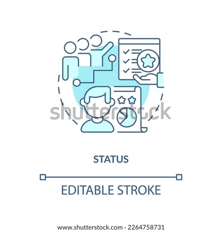 Status turquoise concept icon. Competitive activities. Game mechanics in gamification abstract idea thin line illustration. Isolated outline drawing. Editable stroke. Arial, Myriad Pro-Bold fonts used