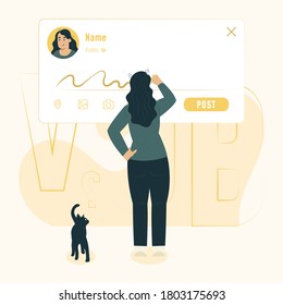 Status update concept writing a message illustration for banner, poster, website, etc.
