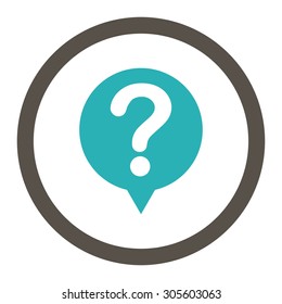 Status vector icon. This rounded flat symbol is drawn with grey and cyan colors on a white background.