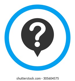 Status vector icon. This rounded flat symbol is drawn with blue and gray colors on a white background.