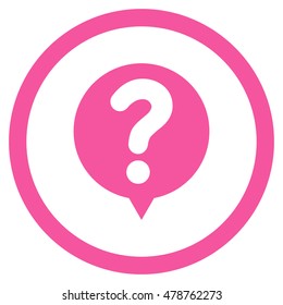 Status vector rounded icon. Image style is a flat icon symbol inside a circle, pink color, white background.