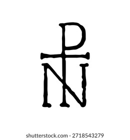 Staurograma de Cristo. Christogram Chi-Rho. Sinal religioso vintage Tau-rho sobre fundo branco
