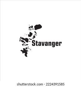 Mapa de Stavanger y diseño de letras negras sobre fondo blanco