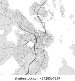 Stavanger map, Norway. Grayscale color city map, vector streetmap with roads and rivers.