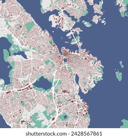 Stavanger map, Norway. Vector city streetmap, municipal area.