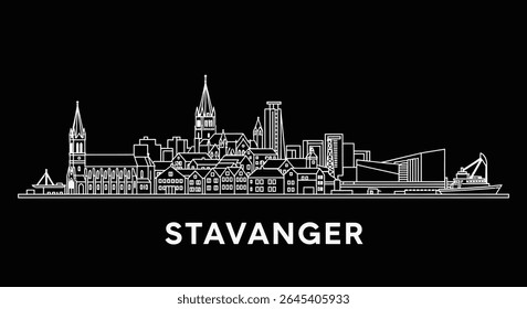 Stavanger Skyline com Vetor Minimalista da Noruega.