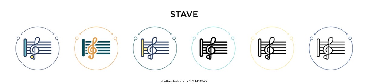 Stave icon in filled, thin line, outline and stroke style. Vector illustration of two colored and black stave vector icons designs can be used for mobile, ui, web