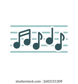 Stave and music notes vector isolated icon. Melody, classical music, sound design. Graph symbol for music and sound web site and apps design, logo, app, UI