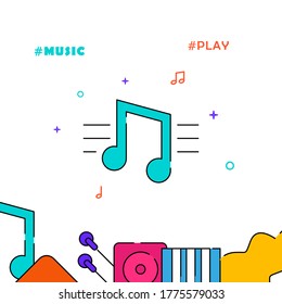 Stave, musikalische Noten gefüllt Linie Vektorsymbol, einfache Illustration, verwandte untere Grenze.