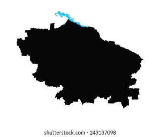 Stavropol Krai map silhouette vector isolated on white background. High detailed illustration. Russia oblast map silhouette. Stavropolsky kray map. 