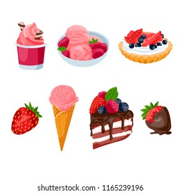 Stawberry desserts collection