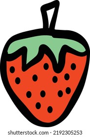 Stawberry Red Summer Fruit, White Background. Vector Graphic Illustration