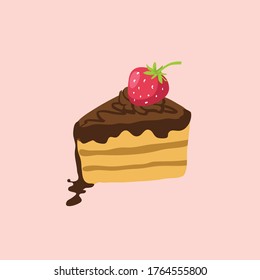 stawberry slice cake vector, cute slice cake