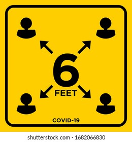 Stay 6 Feet Apart Keep Your Distance Warning Sign COVID 19