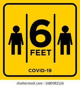 Stay 6 Feet Away Keep Your Distance Warning Sign COVID 19