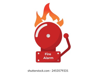 Stay alert, stay safe! Fire alarm activated. Fire alarm bell. Safety system. Fire Alert. 