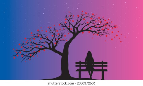 Stay alone girl wallpaper , vector graphic