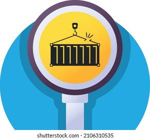 Stay Away Overhead Crane Loads Concept, Crush Hazard Vector Icon Design, Modern traffic guide warning sign, Regulatory and recognisable symbol, Mandatory Road signage stock illustration