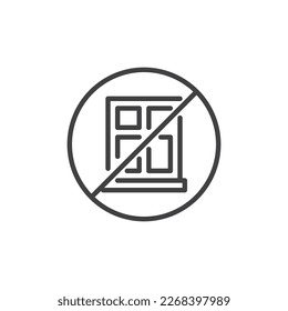 Stay away from window line icon. linear style sign for mobile concept and web design. Earthquake safety outline vector icon. Symbol, logo illustration. Vector graphics