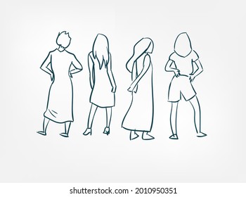 stay back people isolated doodle simple vector set isolated