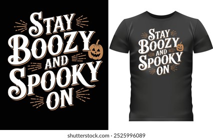 Stay Boozy and Spooky On Halloween T-Shirt Design