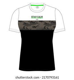 STAY CALM T-SHIRTS WITH CUT OUT AND MILITARY PRINT ON THE CUT OUT