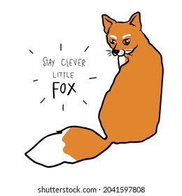Stay clever little fox cartoon vector illustration