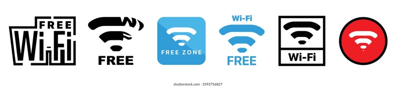 Stay connected anytime, anywhere with Free Wi-Fi icon! Instantly find fast, secure, and reliable Wi-Fi hotspots near you perfect for travelers, remote workers, and anyone on the go. Vector concept.