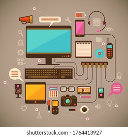 Stay connected, device concept design illustration