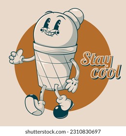 Stay cool 70s retro groovy illustration print