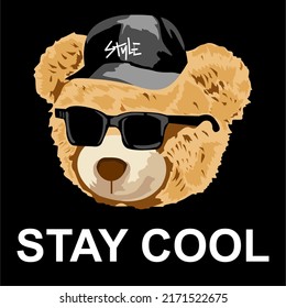 STAY COOL CUTE TEDDY BEAR VECTOR