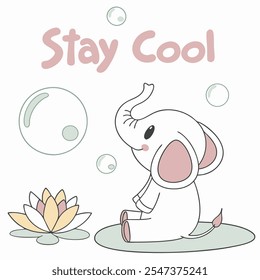 Stay Cool Elephant Vector Design