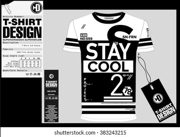 STAY COOL / SAN FRANCISCO / SFO / Stock Vector Illustration: T-Shirt Design / Print Design