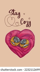 Mantente acogedor caricatura Perros Corazón