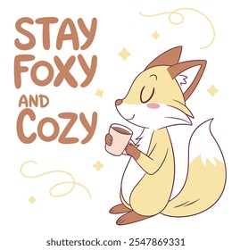 Stay Cozy and Foxy: Warm Drinks vector flat design