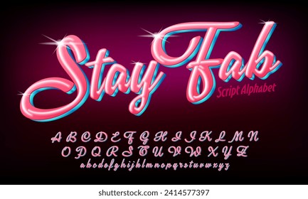 Stay Fab is a shiny and flamboyant pink script alphabet design.