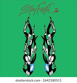 Stay Fast Graffiti Style Illustration with Abstract Flame and Eyes