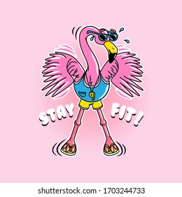 Stay Fit Flamingo. Vectorial graphics.