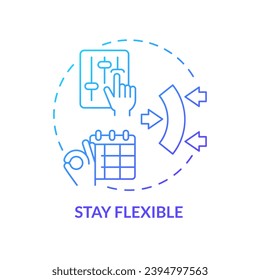 Mantenga el icono del concepto de degradado azul flexible. Centrado en el cliente. Nueva oportunidad. Agilidad empresarial. Estrategia de marketing. Cambiar la imagen de la línea delgada de la idea abstracta de administración. Esquema aislado