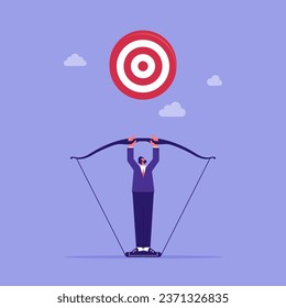 Stay focused and concentrate on business target or goal concept, businessman focusing on the target at hand